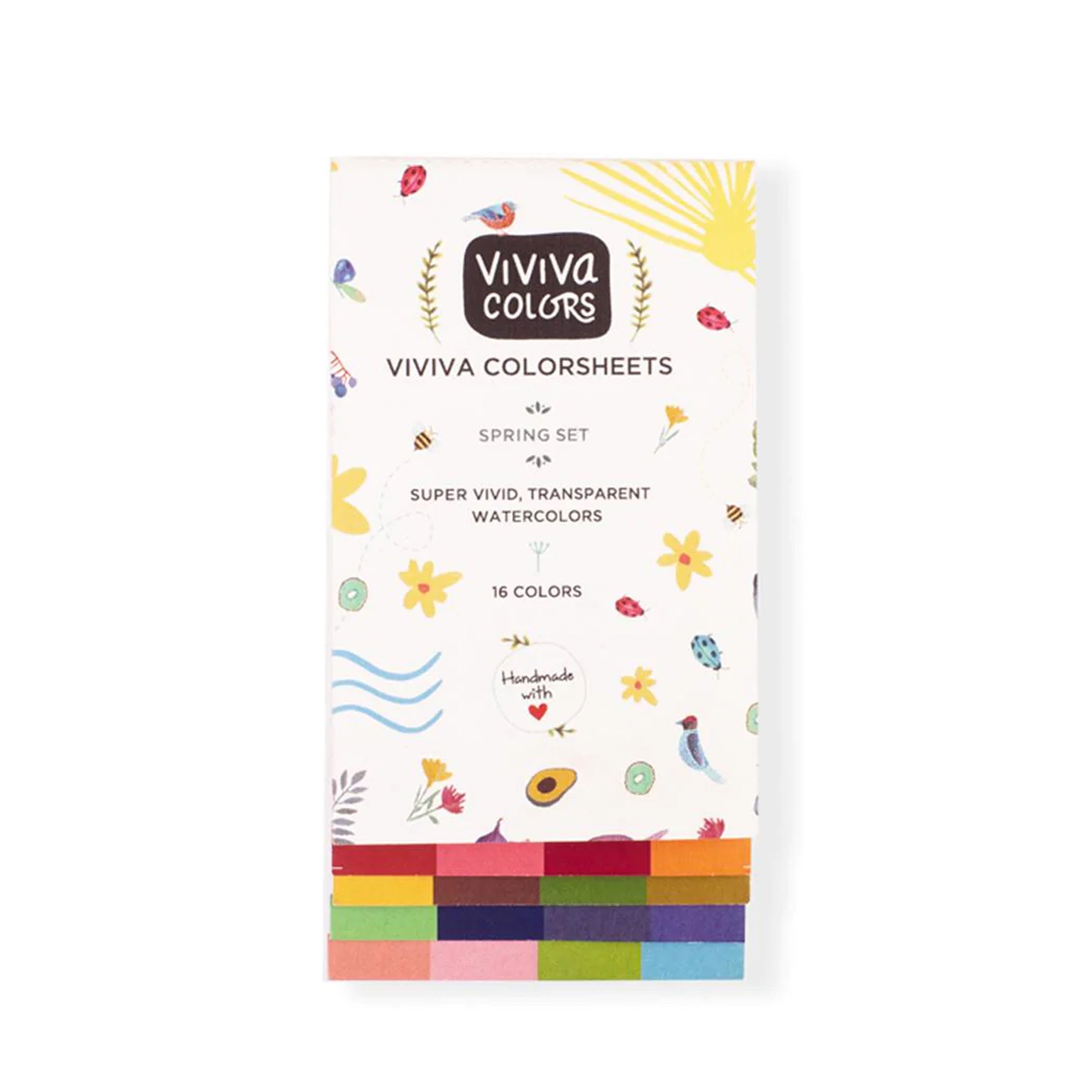 Viviva Watercolor Colorsheets, Spring Set of 16