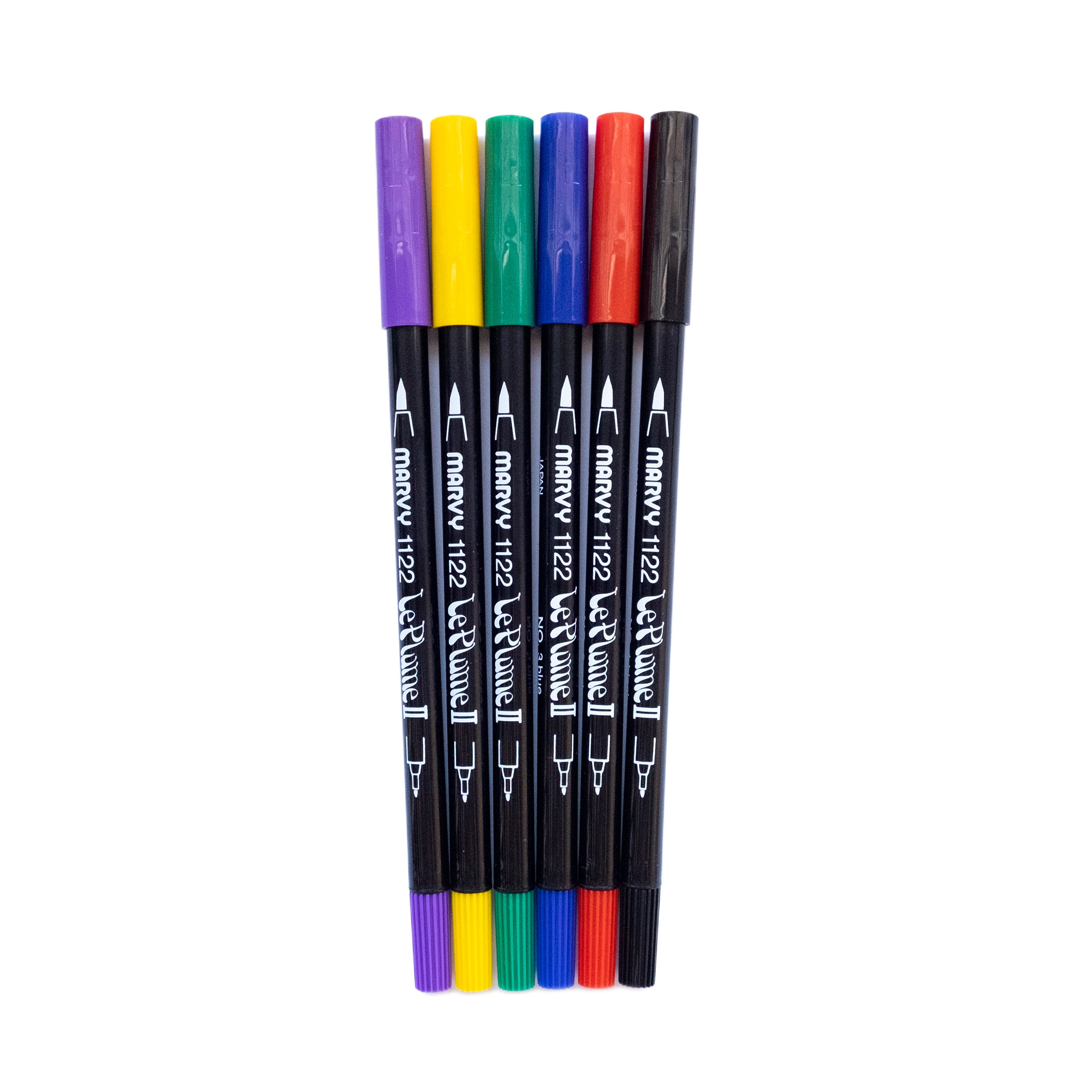 Marvy Uchida “Color In” Le Plume II Double-Ended Markers, Primary Set of 6