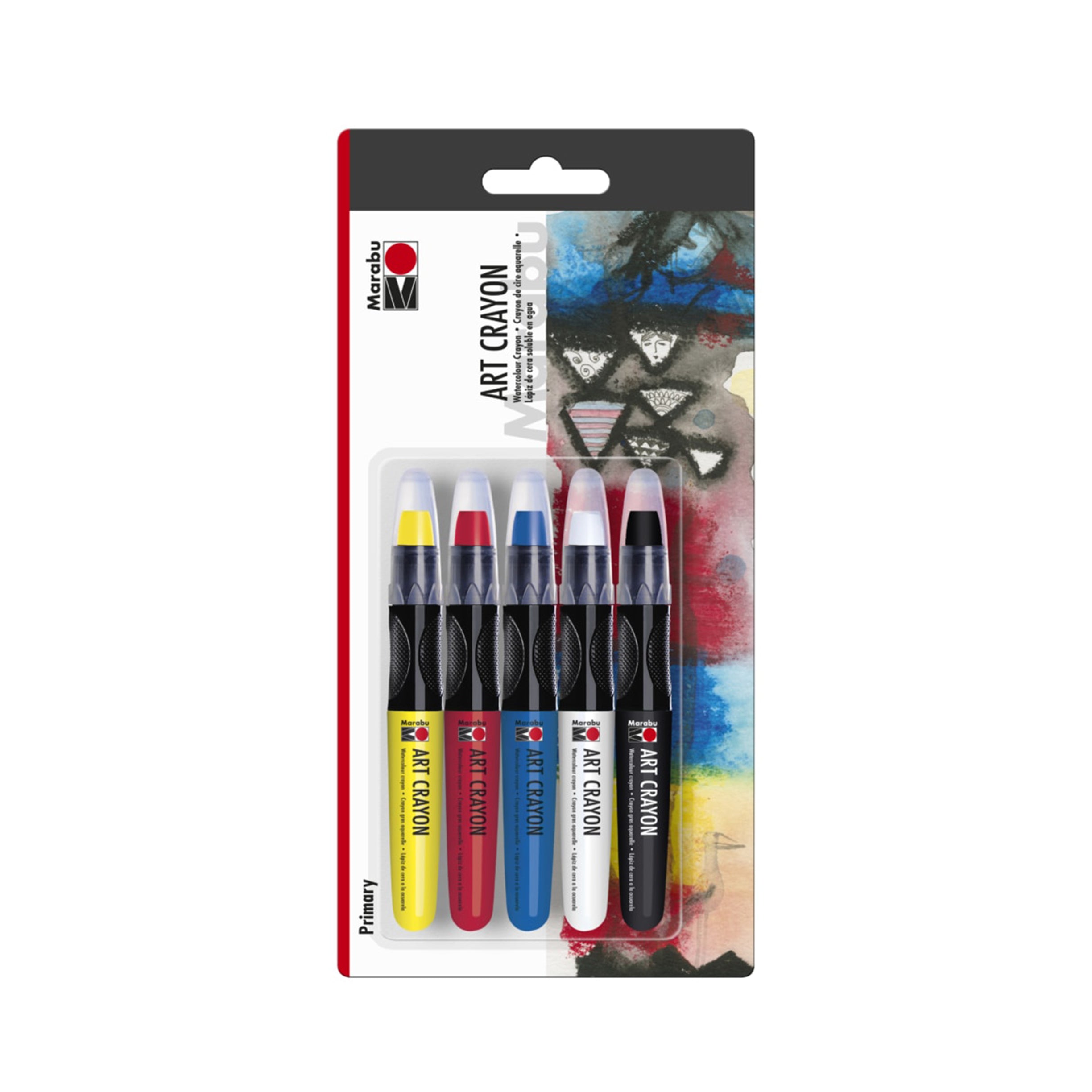 Marabu Mixed Media Art Crayons, Primary Set of 5