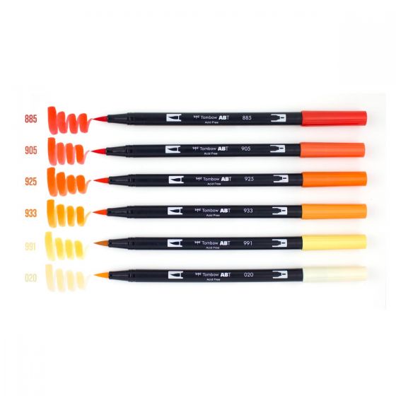 Tombow Dual Brush Pens, Orange Blendables Set of 6