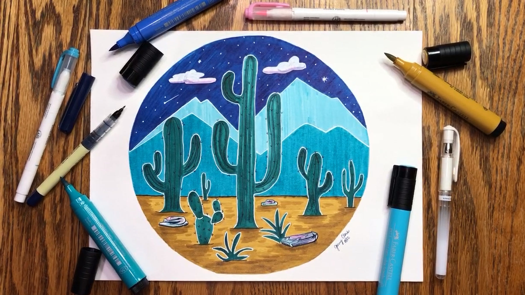How to Create a Desert Landscape With Brush Pens