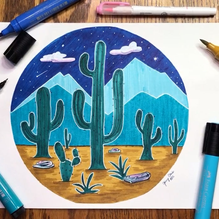 How to Create a Desert Landscape With Brush Pens