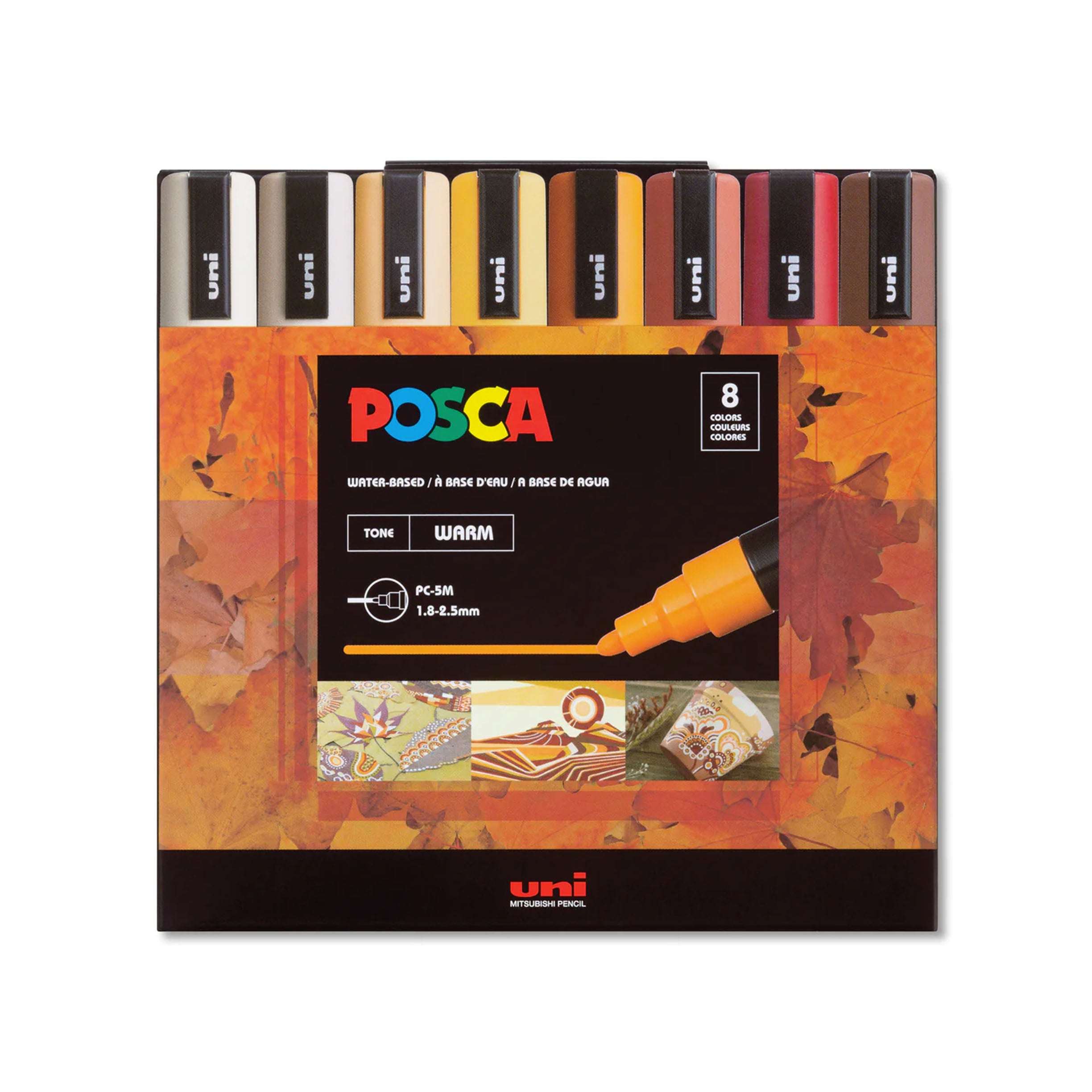 Uni Posca PC-1M Paint Marker Art Pens - Pack of 8 Core Colours - Extra Fine  Tip