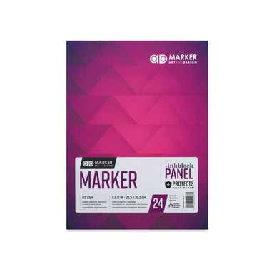 Marabu Marker Paper Sketchbook Set - 75 Sheet Marker Sketchbook, 24 Dual Tip Permanent Markers & 6 Alcohol Markers - Premium Artist Markers Kit for