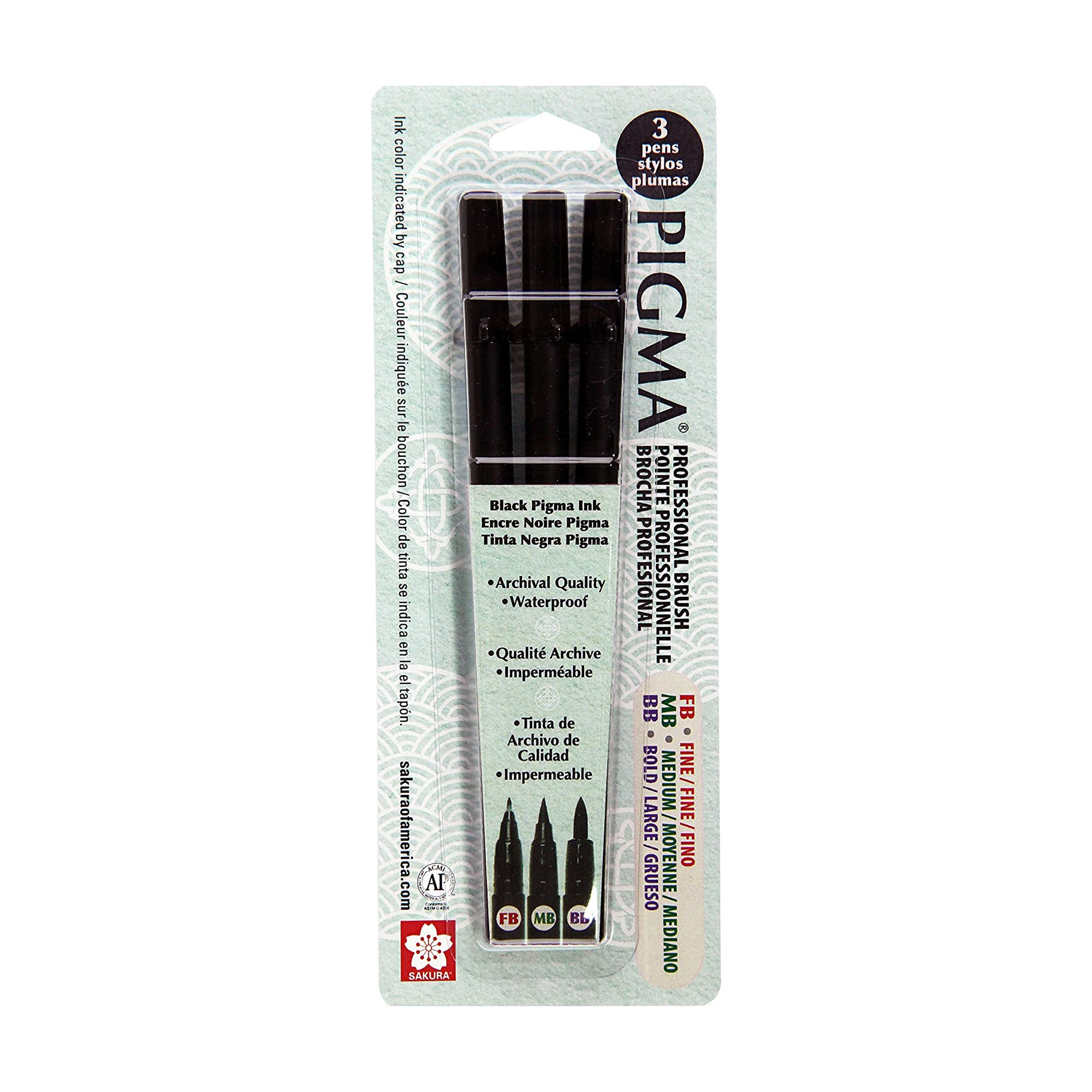 Sakura Pigma Professional Brush Pens, Set of 3