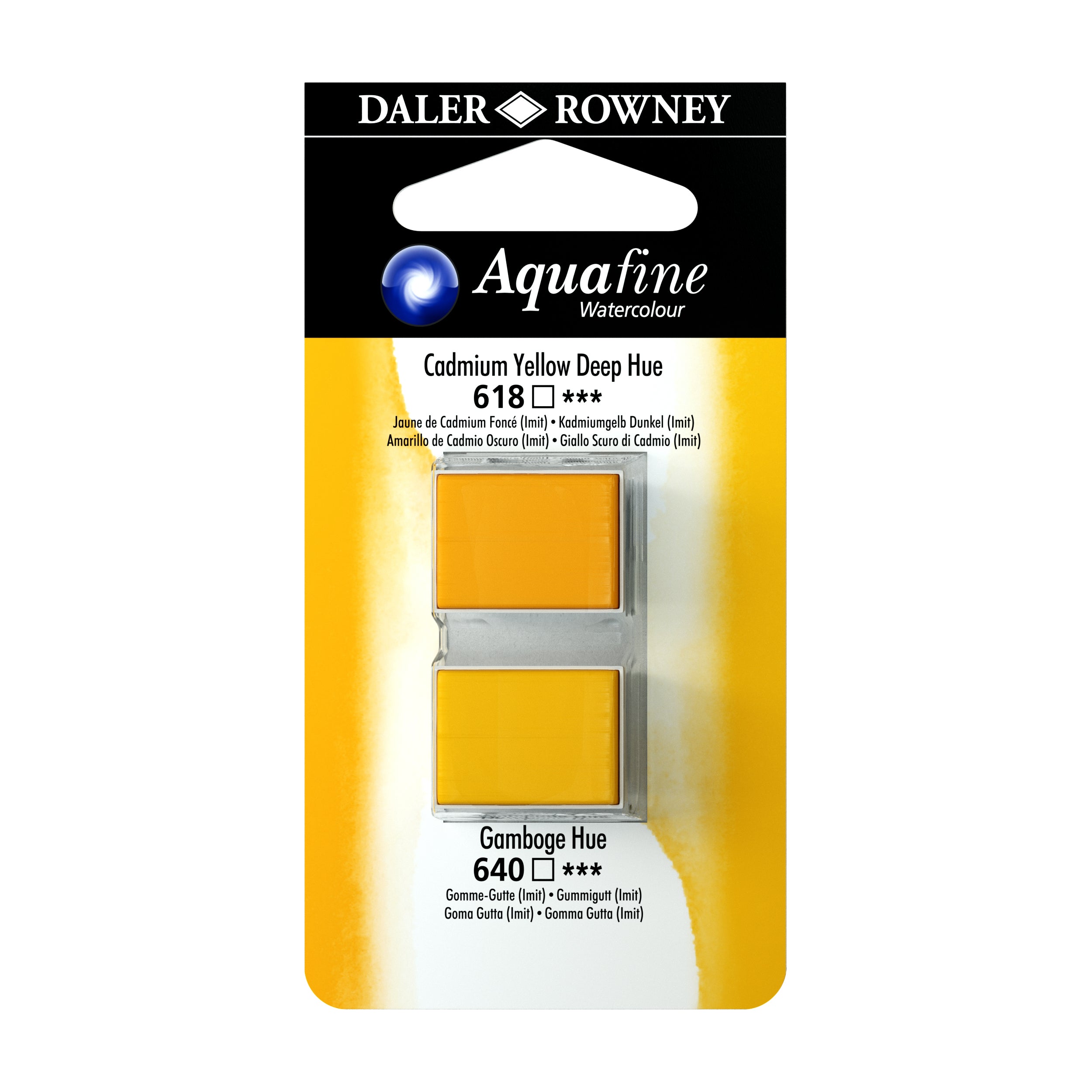 Daler-Rowney Aquafine Watercolour, Half Pan Twin Set Naples Yellow & Burnt Umber