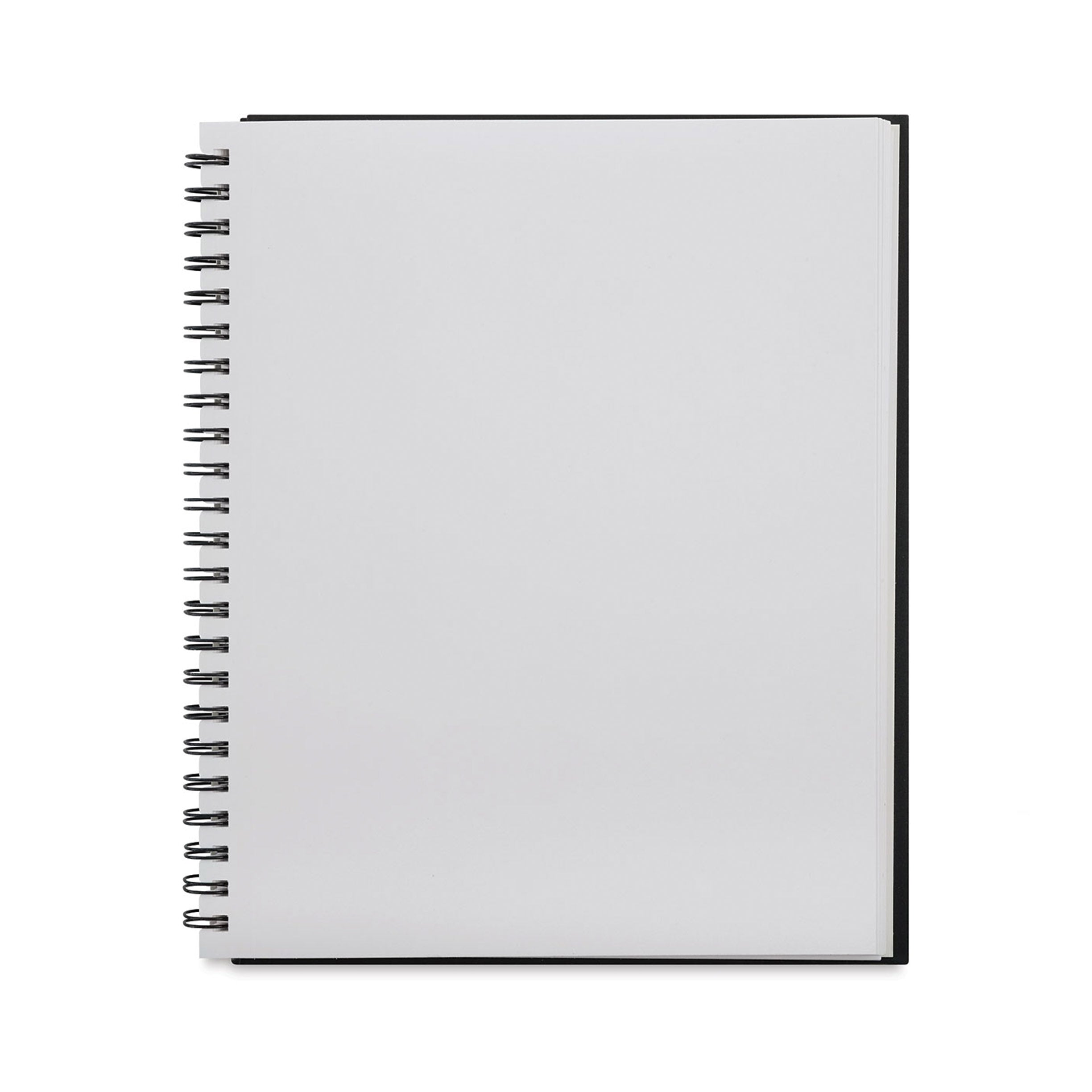 Blank Spiral Sketchbook with White Pages Against Colorful Abstract
