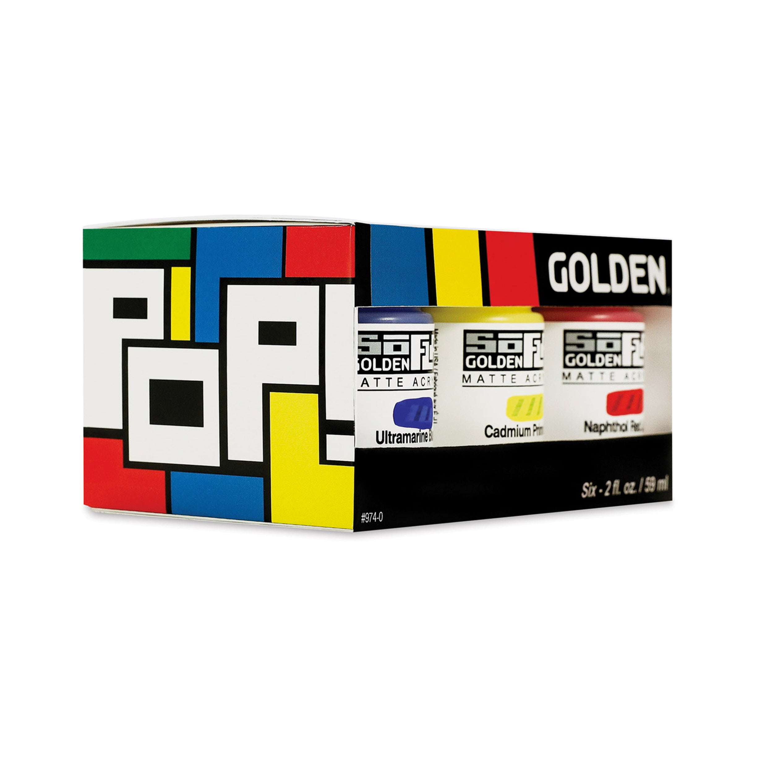 GOLDEN SoFlat Matte Acrylics, Pop Set of 6