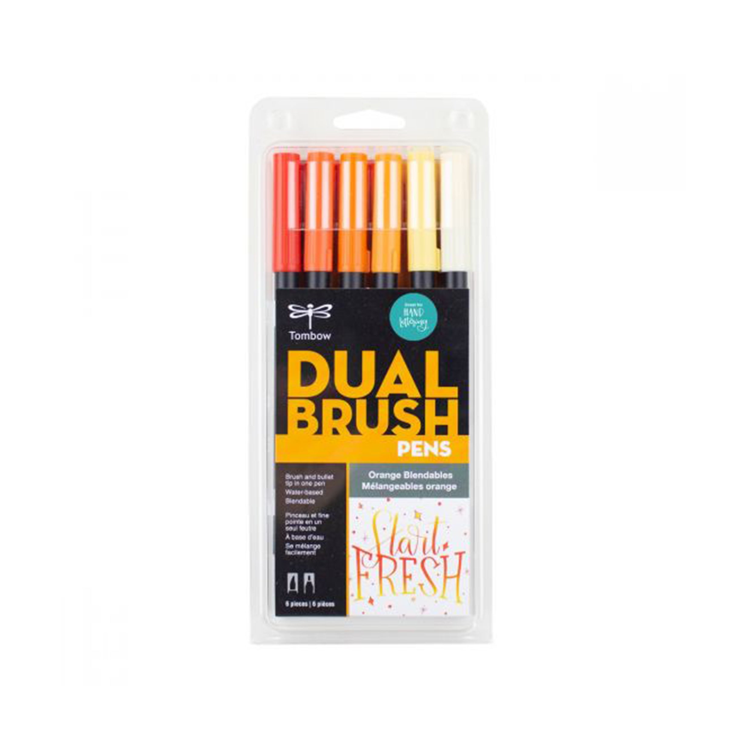 Tombow Dual Brush Pens, Orange Blendables Set of 6
