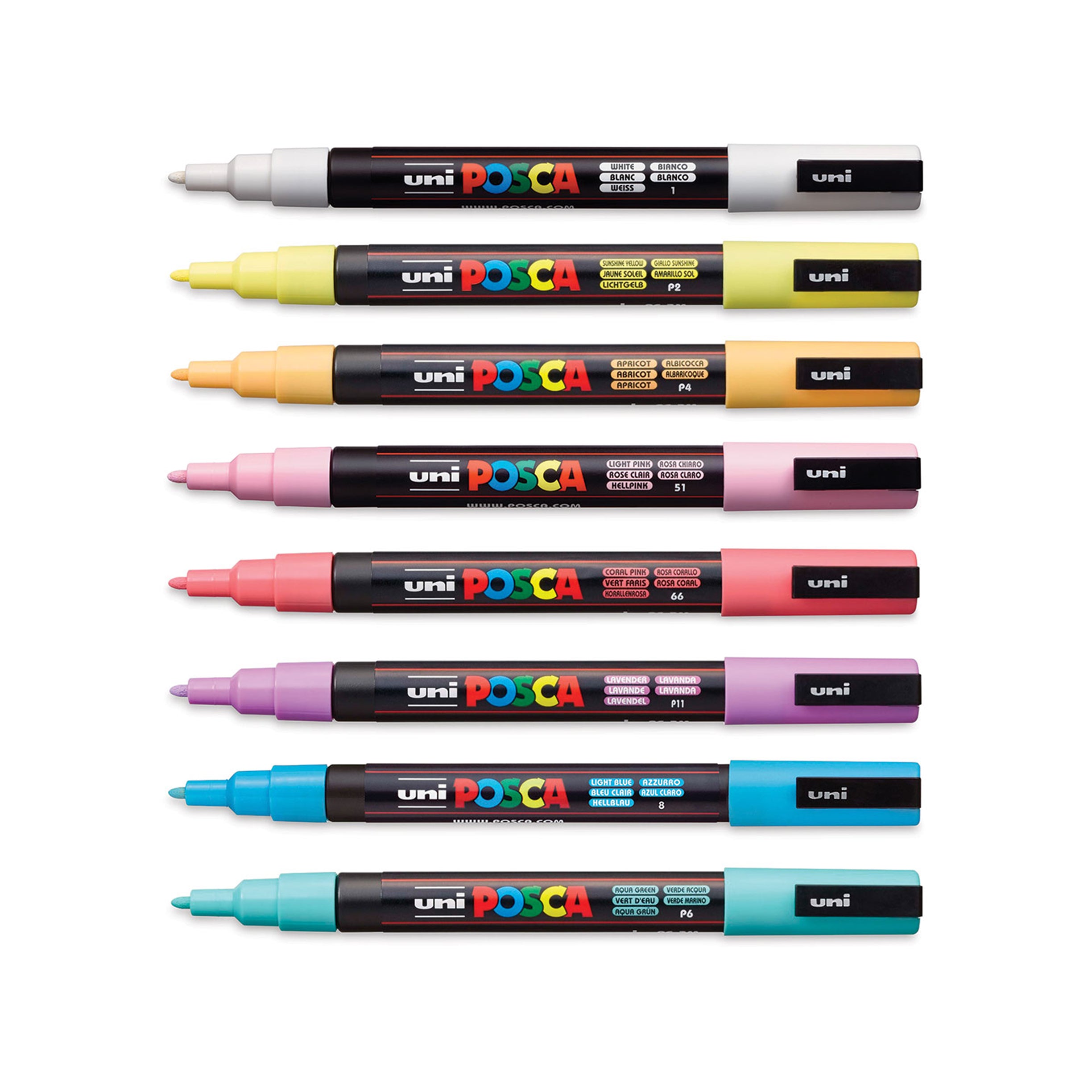 Uni-POSCA PC-3M Fine Tip Paint Markers, Soft Colors Set of 8