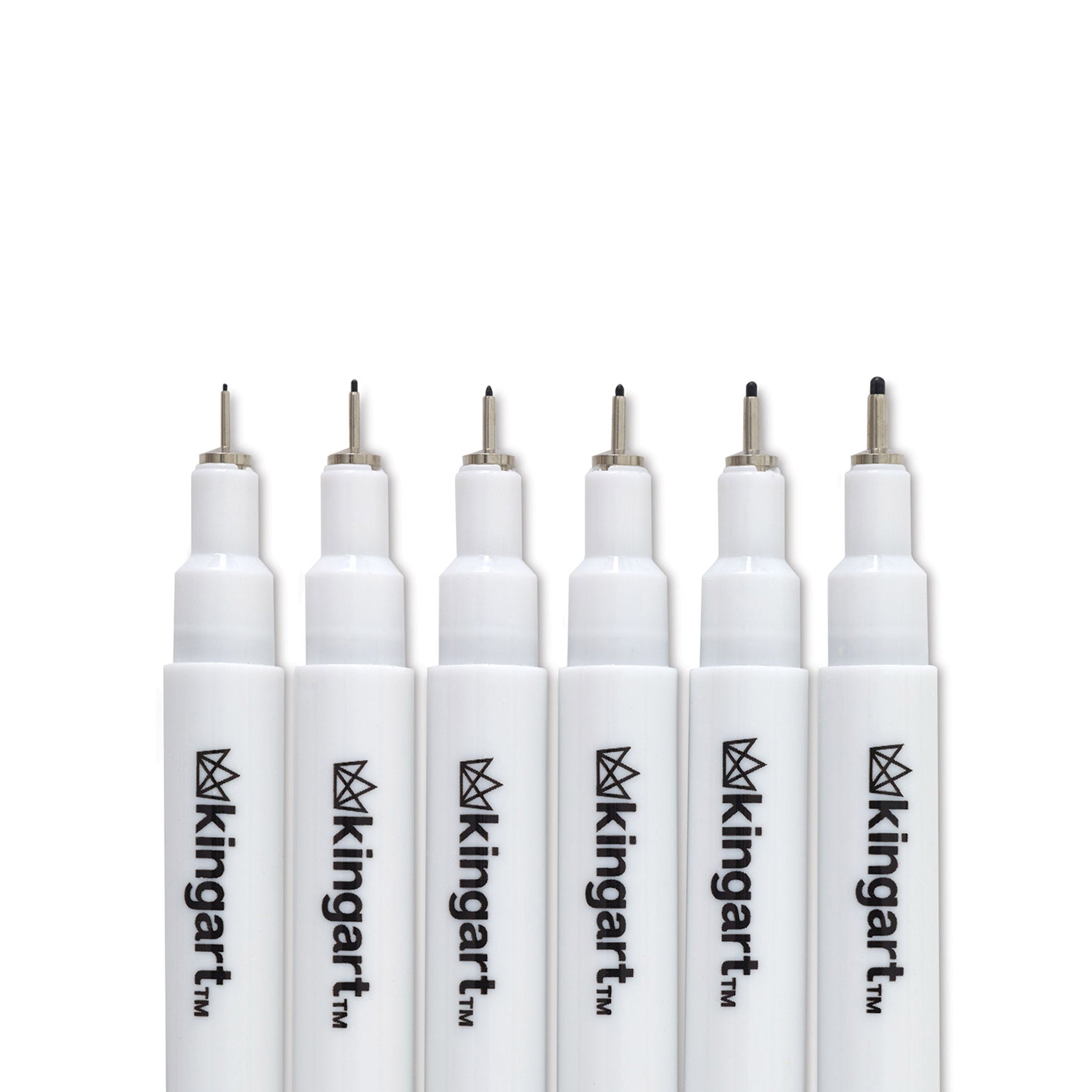 KINGART® Inkline™ Fine Line Ink Pens, Black Set of 6