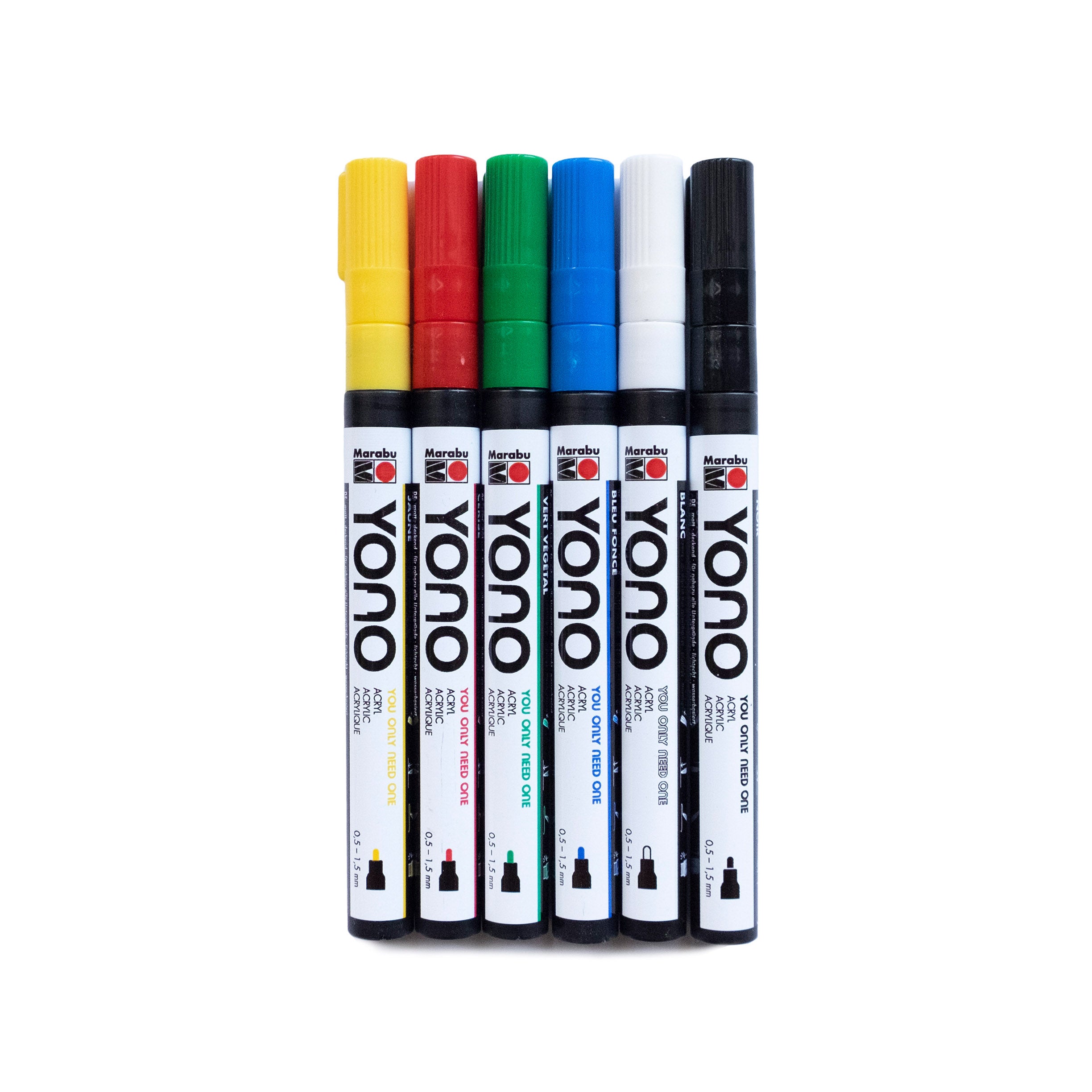 Marabu YONO Acrylic Markers - 0.5-1.5mm Tip, Set of 6