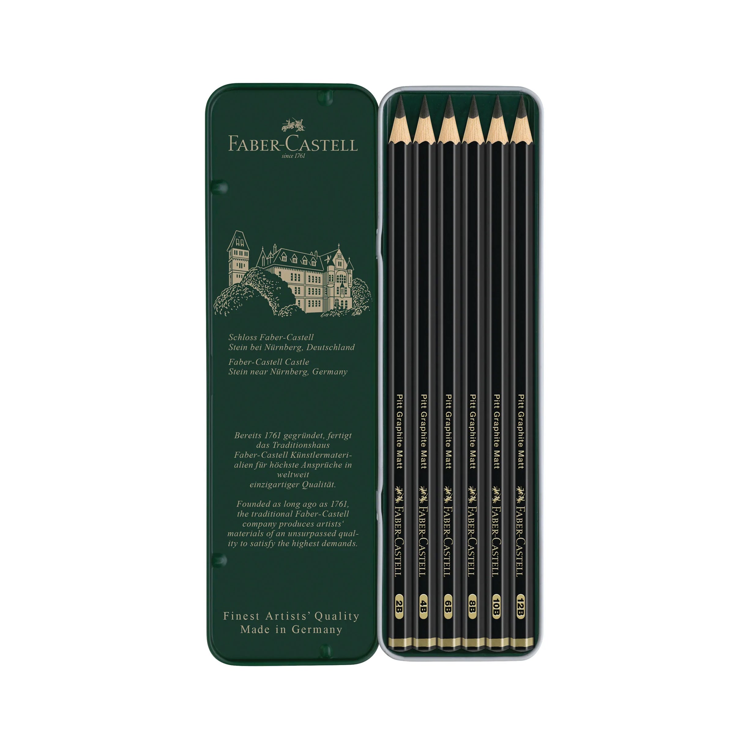 Faber-Castell Pitt Graphite Matte Pencils, Tin Set of 6