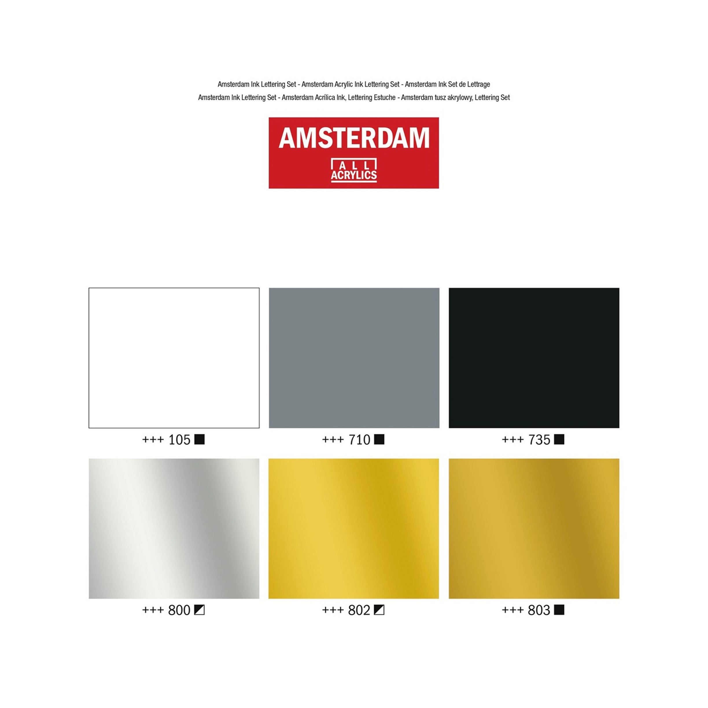 Amsterdam Acrylic Ink, Lettering Set of 6