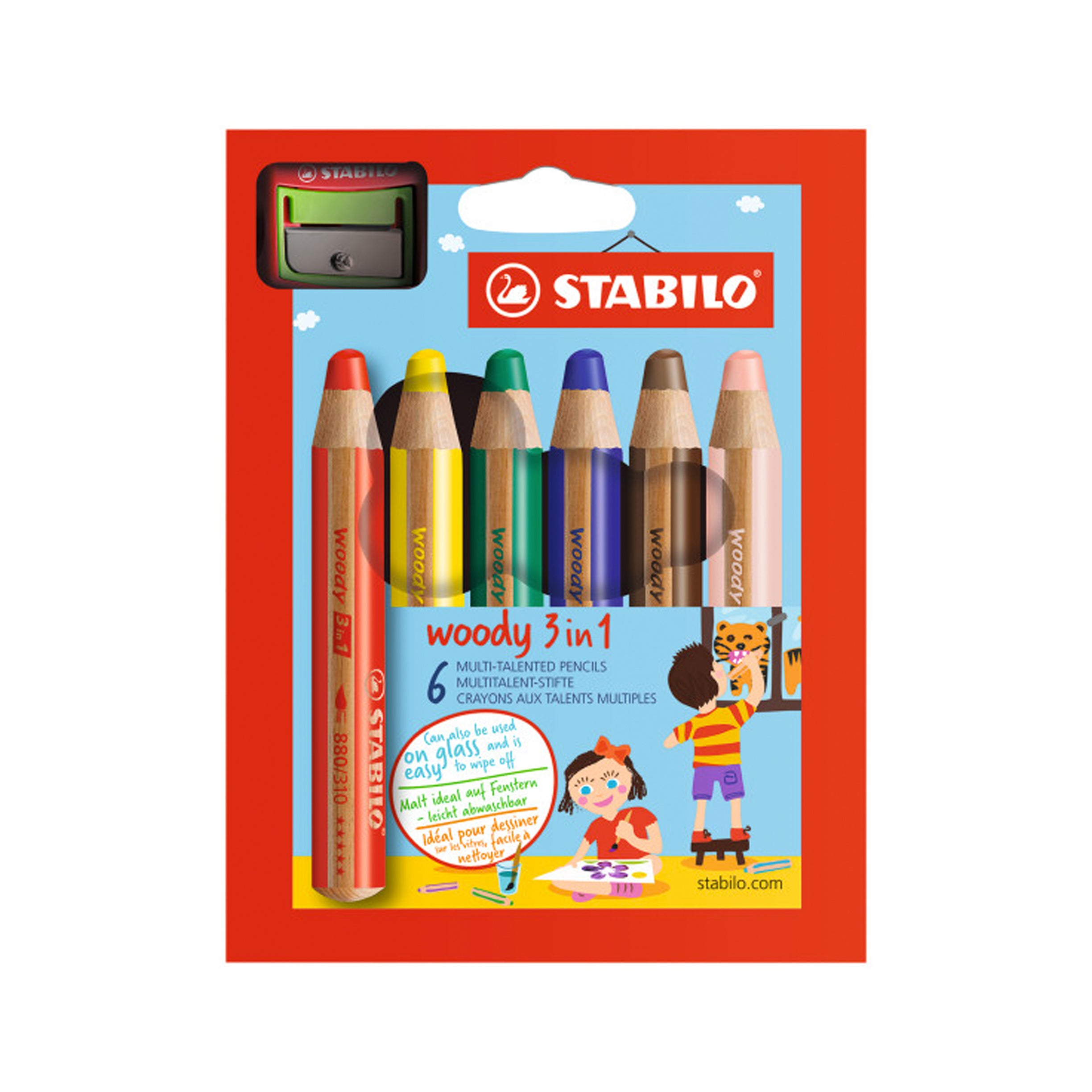 Stabilo Woody 3-in-1 Pencils, Set of 6