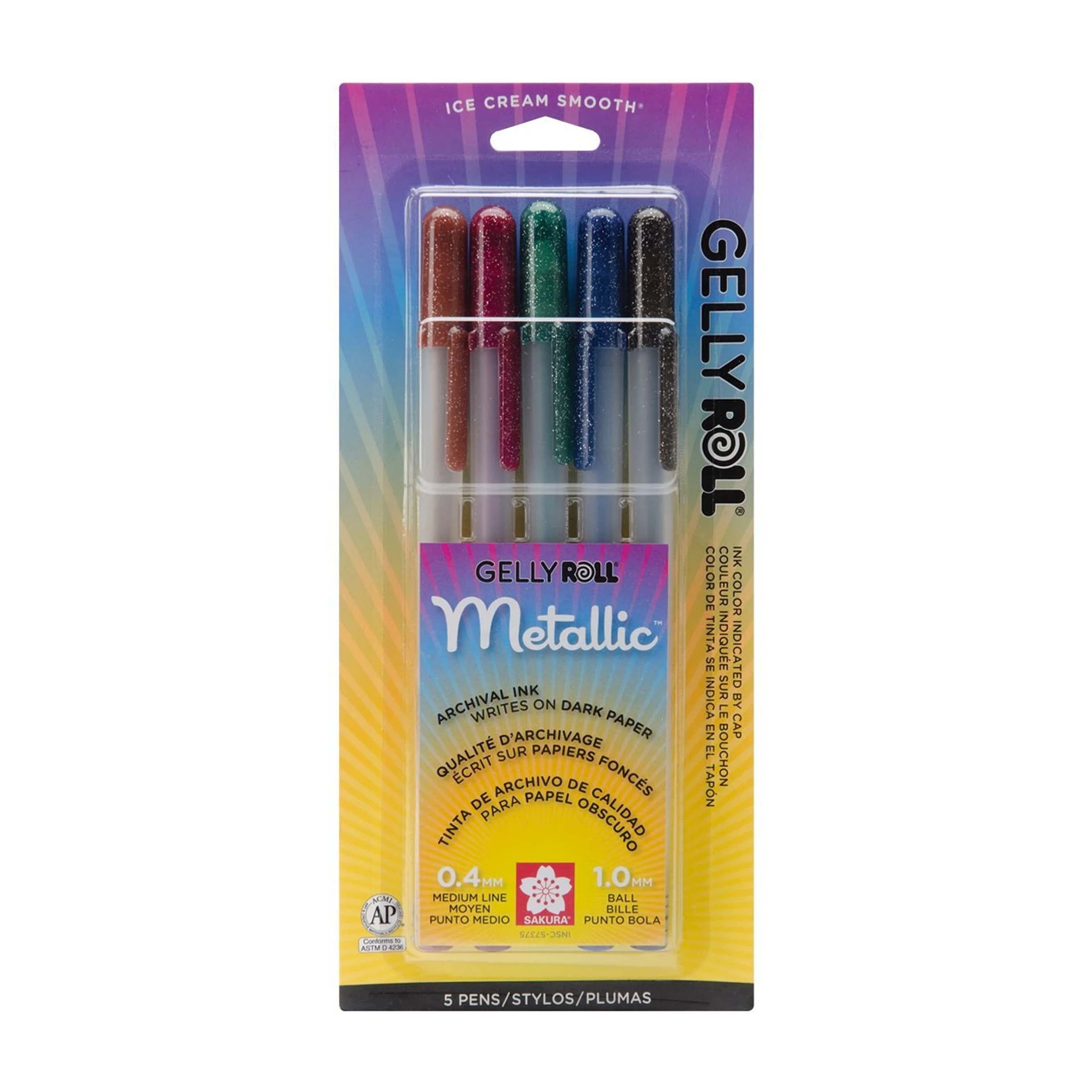 Sakura Gelly Roll Metallic Gel Pens, Dark Colors Set of 5